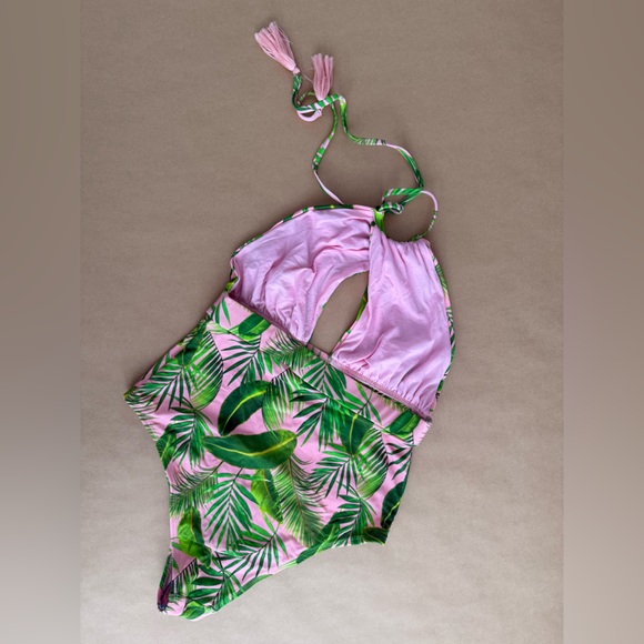 NWOT/ Sz 8 US /Tropical Leaf Print Kids Swimsuit - Picture 8 of 11